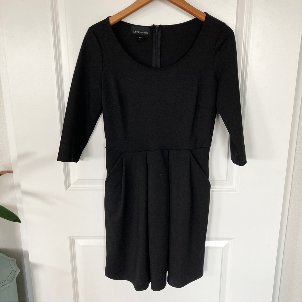 Attention Black 3/4 Sleeve Dress